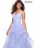 Picture of: Long Tulle Evening Gown with Plunging Neckline in Lilac Mist, Style: 27628, Detail Picture 4