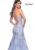 Picture of: Mermaid Lace Embellished Gown with Illusion Top in Lilac Mist, Style: 32004, Detail Picture 5