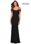 Picture of: Jersey Long Dress with Ruching and Open Back in Black, Style 29358, Detail Picture 1
