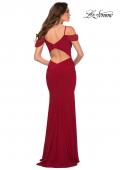 Picture of: Jersey Long Dress with Ruching and Open Back in Red, Style 29358, Back Picture