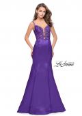Picture of: Mikado Prom Dress with Lace Beaded Bodice and Low Back in Majestic Purple, Style: 25751, Main Picture