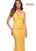 Picture of: Metallic Jersey Long Dress with Draped Neckline and Train in Yellow, Style: 30633, Detail Picture 7
