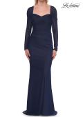 Picture of: Long Sleeve Net Jersey Gown with Sweetheart Neckline in Marine Blue, Style: 33575, Detail Picture 8