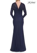 Picture of: Long Sleeve Net Jersey Gown with Sweetheart Neckline in Marine Blue, Style: 33575, Detail Picture 9