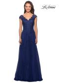Picture of: Short Sleeve Lace Gown with Cascading Embellishments, Style: 26942, Detail Picture 7