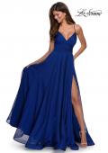 Picture of: Elegant Long Chiffon Prom Dress with Pleated Bodice in Marine Blue, Style: 28575, Main Picture