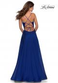 Picture of: Elegant Long Chiffon Prom Dress with Pleated Bodice in Marine Blue, Style: 28575, Back Picture