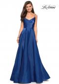 Picture of: Long Satin Simple Prom Dress with Empire Waist in Marine Blue, Style: 27226, Detail Picture 2