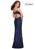 Picture of: sequin Prom Gown with Cut Out Back and Slit in Marine Blue, Style: 27191, Detail Picture 3