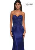 Picture of: Strapless Satin Dress with Lace Top and Sweetheart Neckline in Marine Blue, Style: 32582, Detail Picture 4