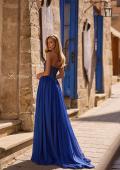 Picture of: Chiffon Gown with High Slit and Strapless Lace Top in Marine Blue, Style 32804, Detail Picture 4