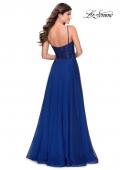Picture of: Chiffon Prom Dress with Sheer Floral Lace Bodice in Marine Blue, Style: 28664, Detail Picture 5