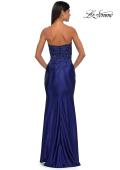 Picture of: Strapless Satin Dress with Lace Top and Sweetheart Neckline in Marine Blue, Style: 32582, Detail Picture 5