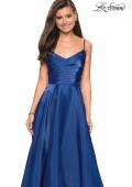 Picture of: Long Satin Simple Prom Dress with Empire Waist in Marine Blue, Style: 27226, Detail Picture 6