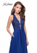 Picture of: Long A-line Dress with Chiffon Skirt and Strappy Details in Marine Blue, Style: 25487, Main Picture