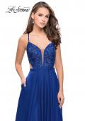 Picture of: A-Line Dress with Embroidered Lace Top and Pockets in Marine Blue, Style: 26243, Detail Picture 1