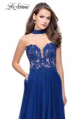 Picture of: Long Strapless Prom Dress with Pockets and Choker in Marine Blue, Style: 25450, Detail Picture 3