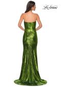 Picture of: Strapless Draped Neckline Prom Dress in Metallic Jersey in Matcha, Style 32828, Detail Picture 9