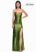 Picture of: Net Jersey Prom Dress with Strapless Top and Flattering Ruching in Matcha , Style 32946, Detail Picture 11