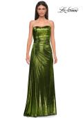 Picture of: Strapless Chic Metallic Jersey Dress with Draped Slit in Matcha , Style 32830, Detail Picture 13