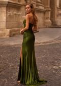 Picture of: Net Jersey Prom Dress with Strapless Top and Flattering Ruching in Matcha , Style 32946, Back Picture