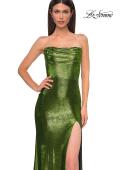 Picture of: Strapless Draped Neckline Prom Dress in Metallic Jersey in Matcha , Style 32828, Detail Picture 20