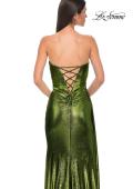 Picture of: Strapless Chic Metallic Jersey Dress with Draped Slit in Matcha , Style 32830, Detail Picture 25