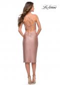 Picture of: Jersey Midi Dress with Slit and Wrap Style Ruching in Mauve, Style 30918, Back Picture
