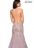 Picture of: Mermaid Tulle Prom Dress with Floral Appliques in Mauve Gold, Style: 27710, Detail Picture 2
