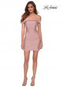 Picture of: Short Off The Shoulder Dress with Lace Up Back in Mauve, Style: 29268, Detail Picture 5