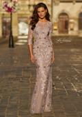 Picture of: Embroidered Lace Gown with Sheer Sleeves and Fitted Silhouette in Mauve, Style: 31464, Main Picture