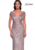 Picture of: Sequin Evening Dress with Ruching and V Neckline in Mauve, Style: 30865, Detail Picture 13