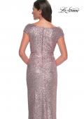Picture of: Sequin Evening Dress with Ruching and V Neckline in Mauve, Style: 30865, Detail Picture 14
