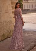 Picture of: Sequin Lace Long Dress with Sheer Sleeves, Style: 29233, Back Picture