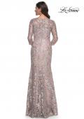 Picture of: Beautiful Lace Long Dress with V Neckline and Sleeves in Mauve, Style: 30081, Back Picture