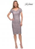 Picture of: Below the Knee Dress with Beautiful Lace and Short Sleeves in Mauve, Detail Picture 1