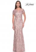 Picture of: Stunning Beaded Lace Evening Gown with Short Sleeves in Mauve, Style: 31672, Detail Picture 1