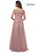 Picture of: Beaded Lace Rhinestone A-line Evening Gown in Mauve, Style: 27920, Detail Picture 2
