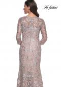 Picture of: Beautiful Lace Long Dress with V Neckline and Sleeves in Mauve, Style: 30081, Detail Picture 2