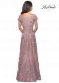 Picture of: Long Lace Dress with Sheer Neckline and Cap Sleeves in Mauve, Style: 27935, Detail Picture 3
