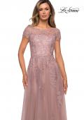 Picture of: Beaded Lace Rhinestone A-line Evening Gown in Mauve, Style: 27920, Detail Picture 5