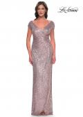 Picture of: Sequin Evening Dress with Ruching and V Neckline in Mauve, Style: 30865, Detail Picture 5