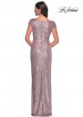 Picture of: Sequin Evening Dress with Ruching and V Neckline in Mauve, Style: 30865, Detail Picture 6