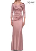 Picture of: Satin Three Quarter Sleeve Draped Evening Gown in Mauve, Style: 33408, Detail Picture 7
