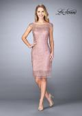 Picture of: Short Lace Dress with Sheer Top Neckline and Hem in Mauve, Style: 24905, Detail Picture 1
