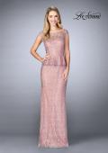 Picture of: Lace A-line Gown With Sheer Neckline and Peplum in Mauve, Style: 24896, Detail Picture 2