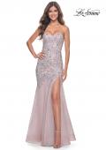 Picture of: Rhinestone and Beaded Print Mermaid Prom Gown with Sweetheart Neck in Mauve, Style: 32197, Detail Picture 6