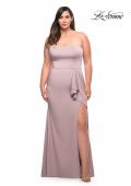 Picture of: Strapless Plus Size Dress with Ruffle Slit Detail in Mauve, Style: 29664, Main Picture