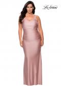 Picture of: Long Ruched Plus Size Jersey Prom Dress in Mauve, Style: 29005, Detail Picture 8