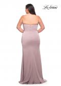 Picture of: Strapless Plus Size Dress with Ruffle Slit Detail in Mauve, Style: 29664, Back Picture
